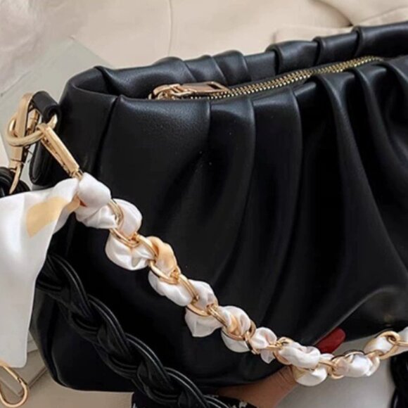 Y2K Statement Chain Ruched Shoulder Bag/Multiple colors available - Picture 6 of 16